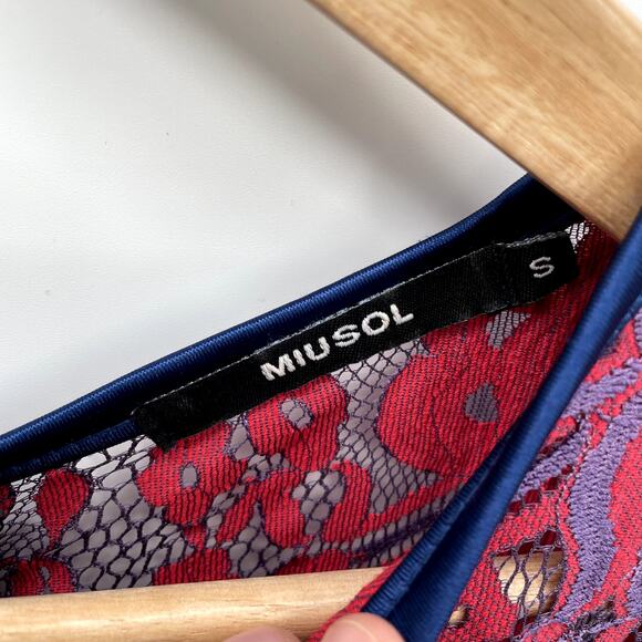 MIUSOL Maroon Navy 3/4 Lace Fit and Flare Dress // S - Picture 8 of 15